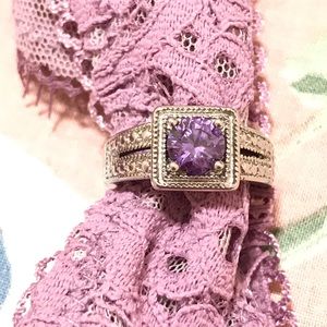 Purple amethyst silver plated ring